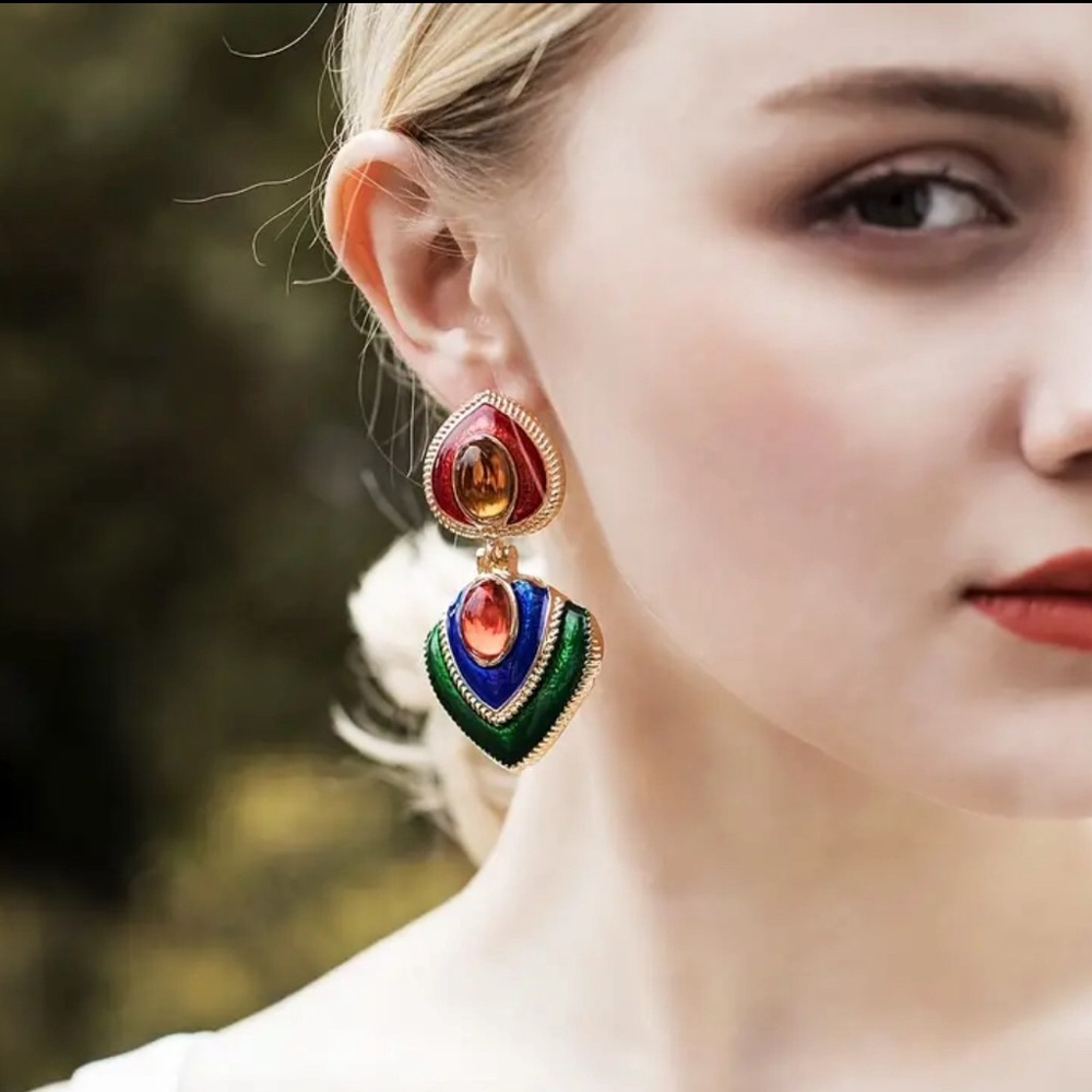 Colorful Geo Gem Earrings